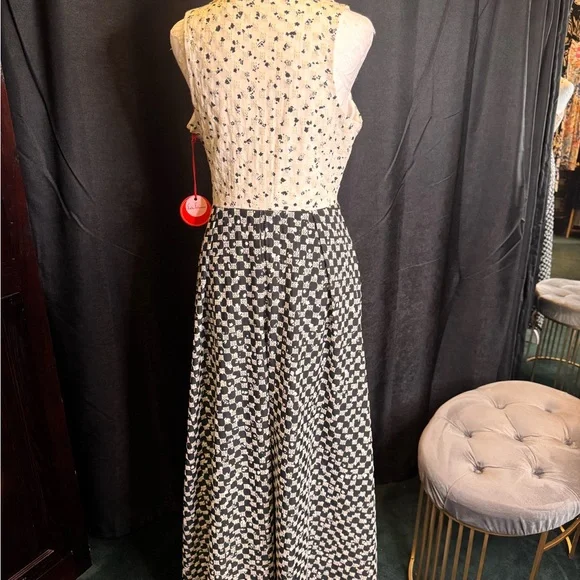 Eva Franco Black and White Patterned Maxi Dress